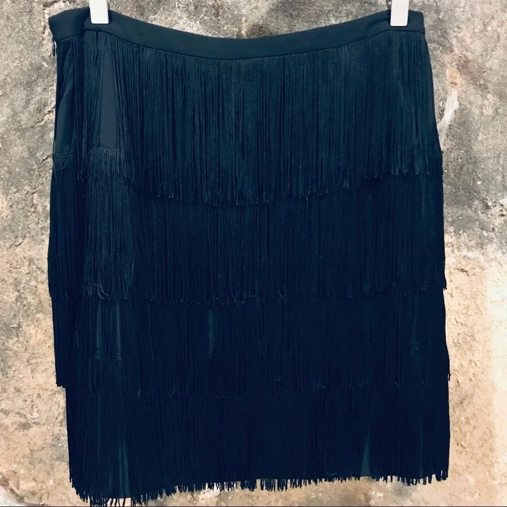 LAUREN by Ralph Lauren black tiered fringe skirt - Picture 6 of 6